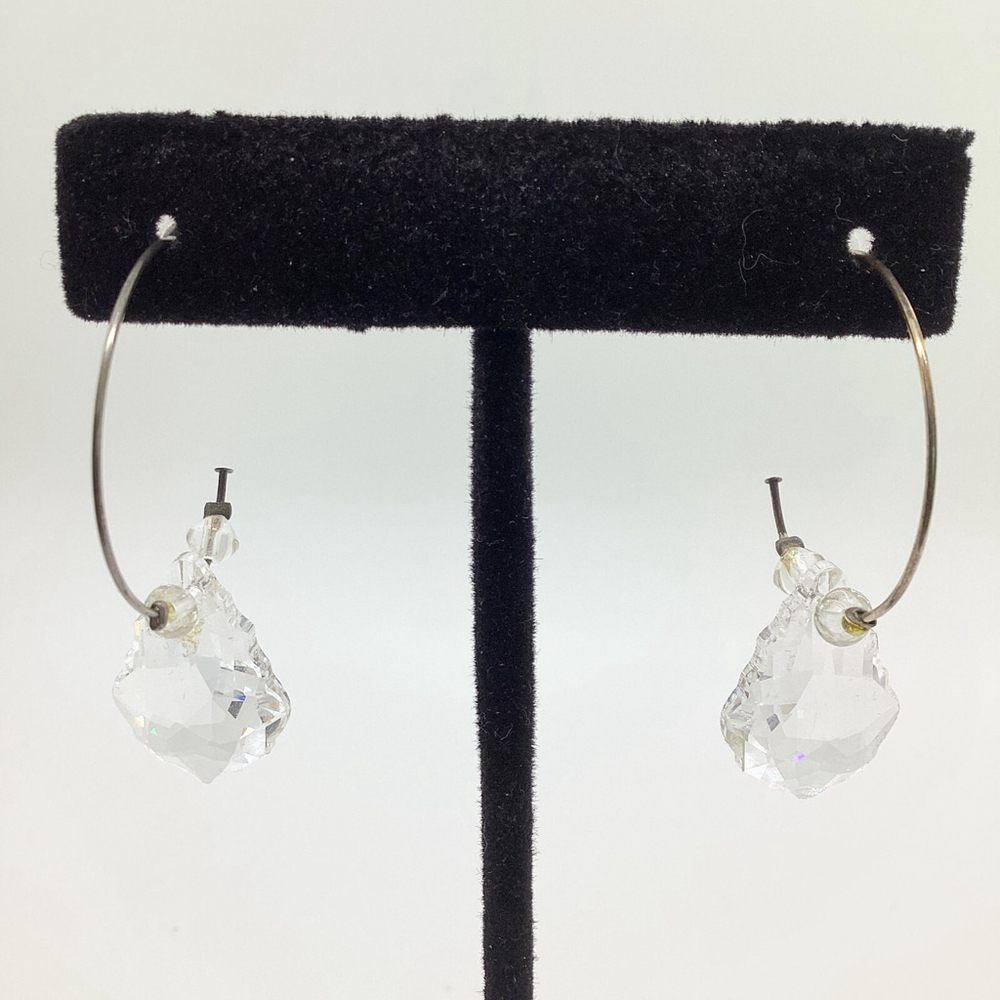 Half Hoop With Sparkly Crystal Pierced Earrings - Picture 4 of 5